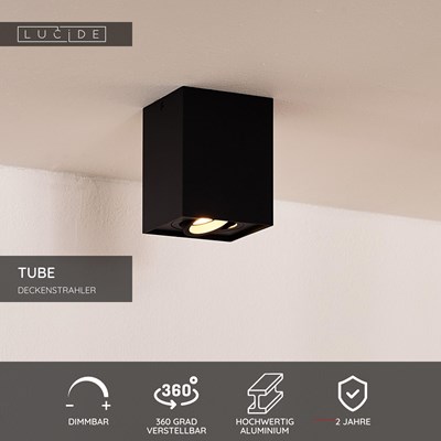 Lucide TUBE - Deckenstrahler - 1xGU10 - Schwarz